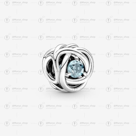 Pandora March Sea Aqua Blue Eternity Circle Charm|Pendant - Picture 1 of 2